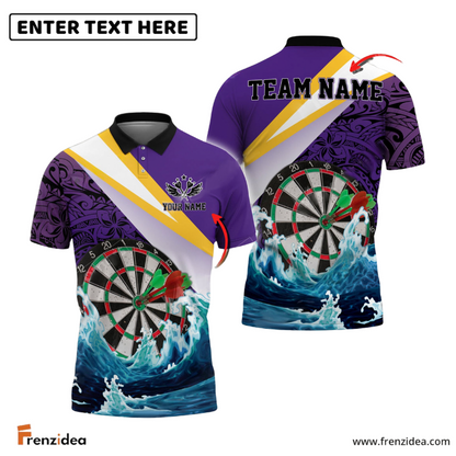 Frenzidea Darts Ocean Waves Tattoo Pattern Personalized Name, Team Name 3D Shirt (4 Colors)