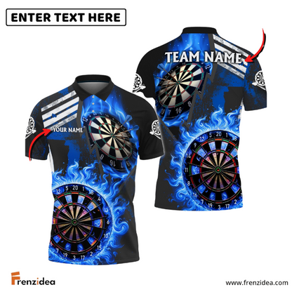 Frenzidea Darts Wall Of Flame War Personalized Name, Team Name 3D Shirt ( 5 Colors)