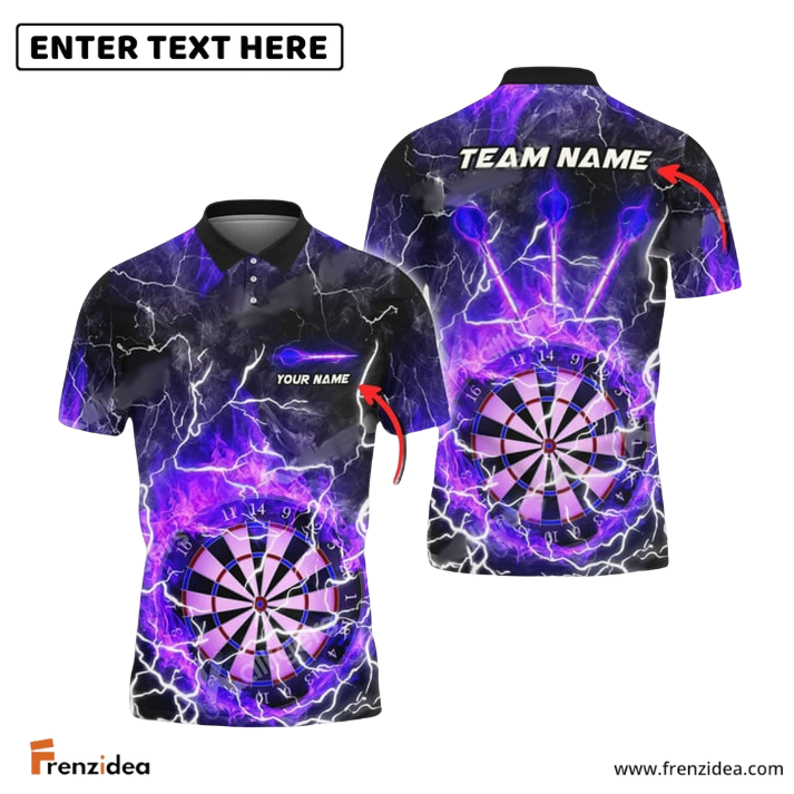 Frenzidea Darts Fire Colorful Rays Of Light Premium Personalized Name, Team Name 3D Shirt (6 Colors)