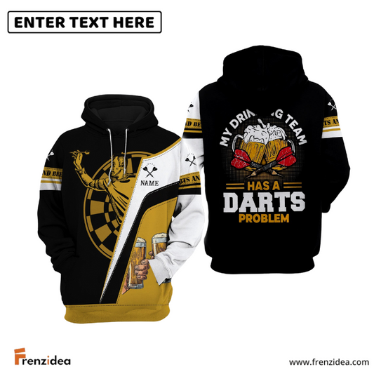 frenzidea My Drinking Team Has A Darts Problem Personalized Darts Hoodie