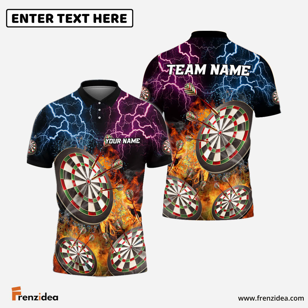 Frenzidea Darts Fire Flame Thunder Customized Name, Team Name 3D Shirt