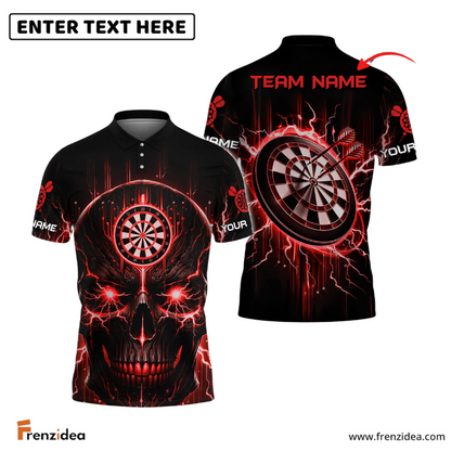 Frenzidea Darts Lightning Skull Personalized Name, Team Name 3D Shirt (4 Colors)