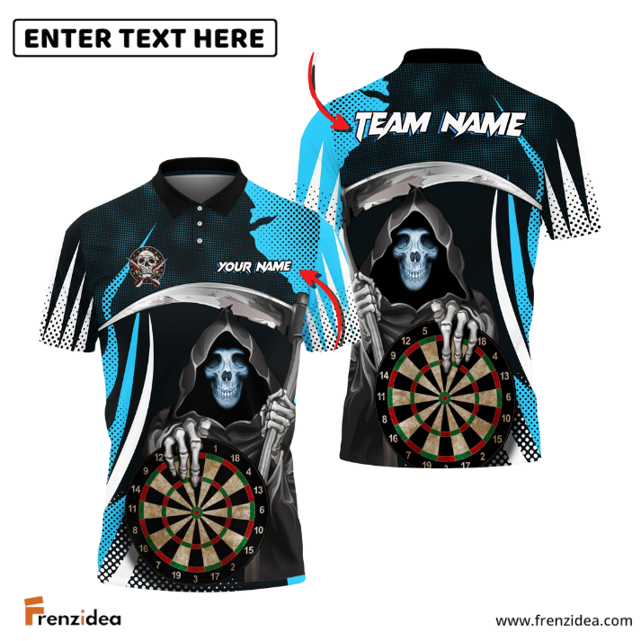 Frenzidea Darts Skull Reaper Personalized Name, Team Name 3D Shirt (4 Colors)