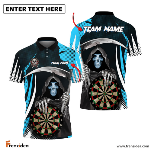 Frenzidea Darts Skull Reaper Personalized Name, Team Name 3D Shirt (4 Colors)