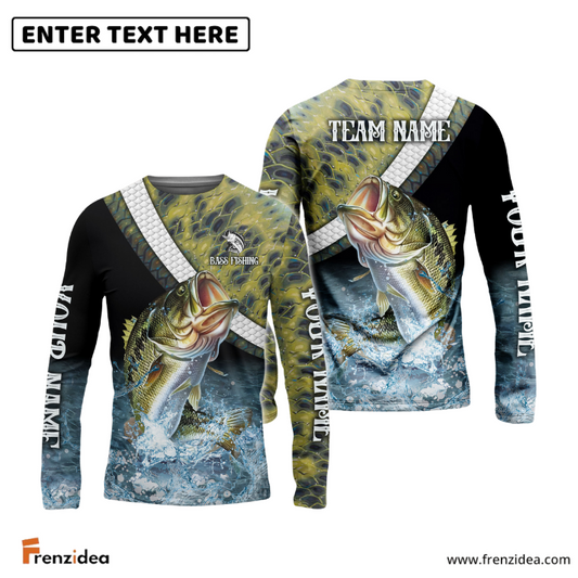 Frenzidea Large Mouth Bass Fishing Skin Water Custom Name & Team Name 3D Shirts