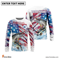 Frenzidea Musky Fishing Watercolor USA Flag Custom Name & Team Name Shirts
