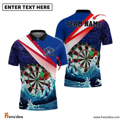 Frenzidea Darts Ocean Waves Tattoo Pattern Personalized Name, Team Name 3D Shirt (4 Colors)