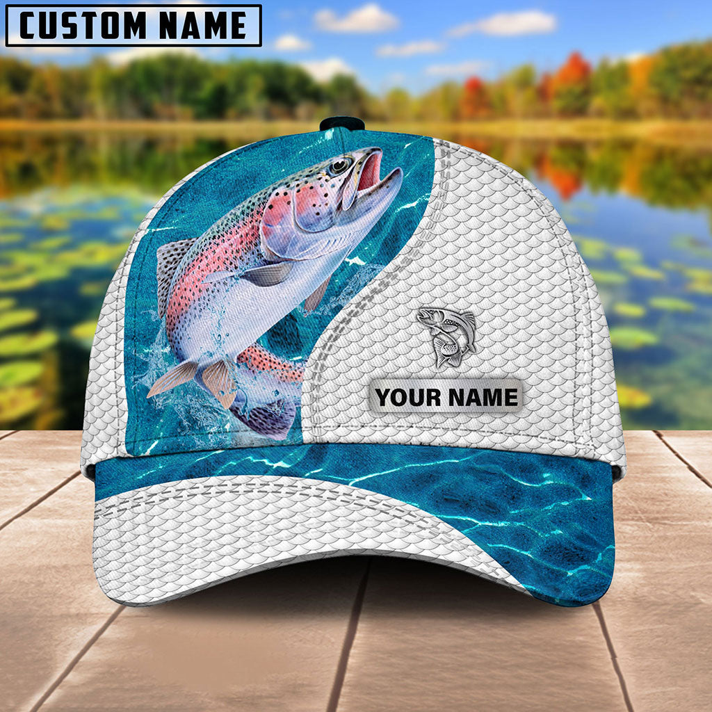 Frenzidea Custom Name Trout Fishing Blue Water Cap