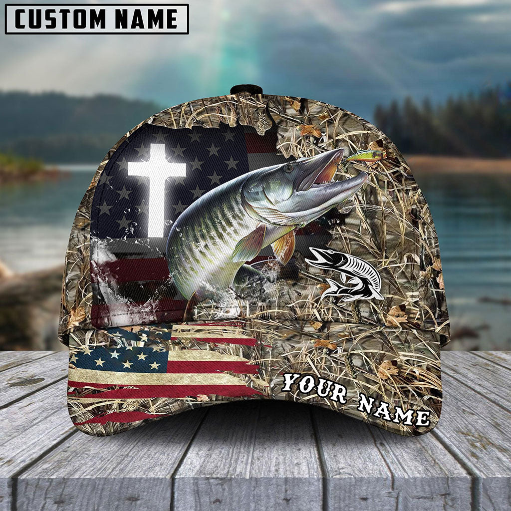 Frenzidea Personalized Musky Cross Camo Fishing Classic Cap