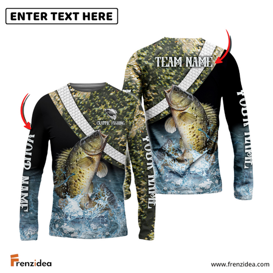 Frenzidea Crappie Fishing Skin Water Custom Name & Team Name 3D Shirts
