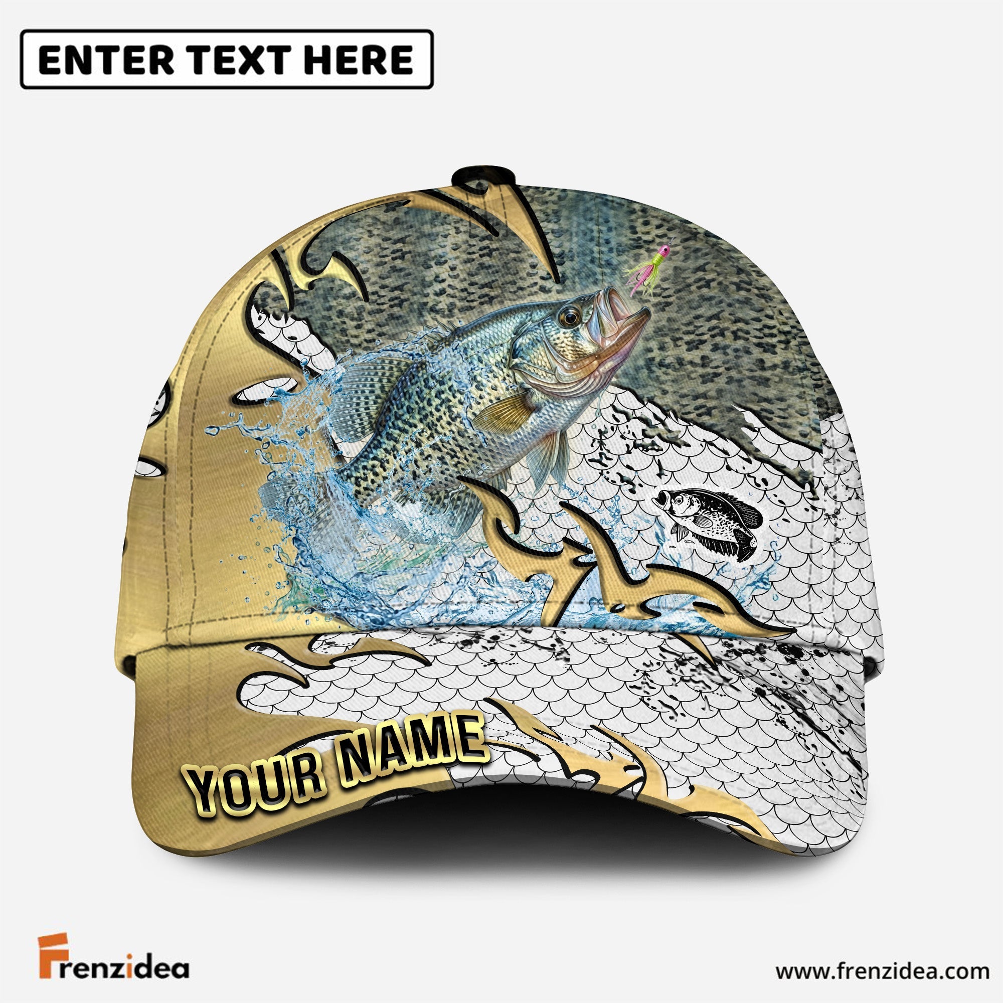 (12 Breeds) Frenzidea Gold Scale Fishing Customized Name 3D Cap