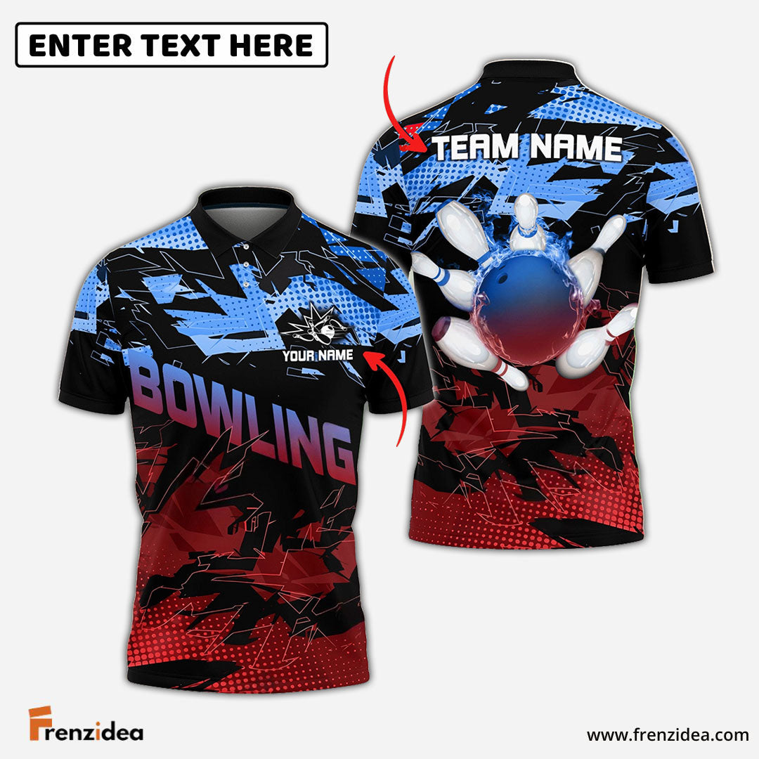 Frenzidea Bowling And Pins Halfway Round Of The World Customized Name 3D Shirt (4 Colors)