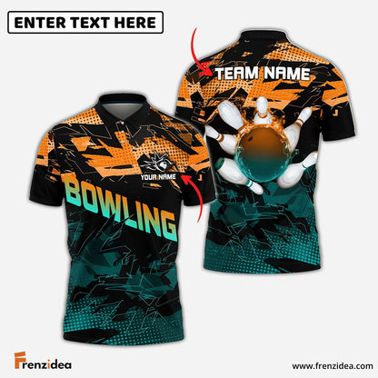 Frenzidea Bowling And Pins Halfway Round Of The World Customized Name 3D Shirt (4 Colors)