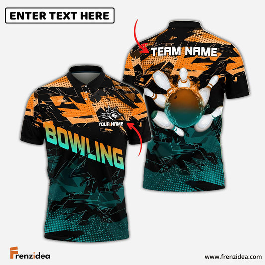 Frenzidea Bowling And Pins Halfway Round Of The World Customized Name 3D Shirt (4 Colors)