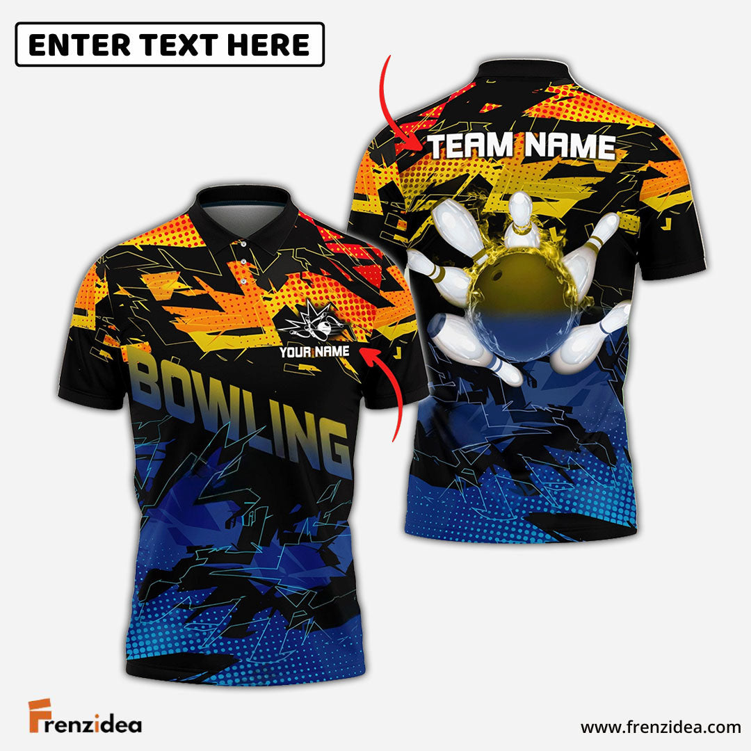 Frenzidea Bowling And Pins Halfway Round Of The World Customized Name 3D Shirt (4 Colors)