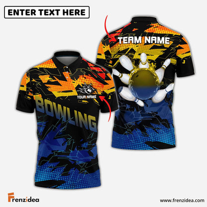 Frenzidea Bowling And Pins Halfway Round Of The World Customized Name 3D Shirt (4 Colors)