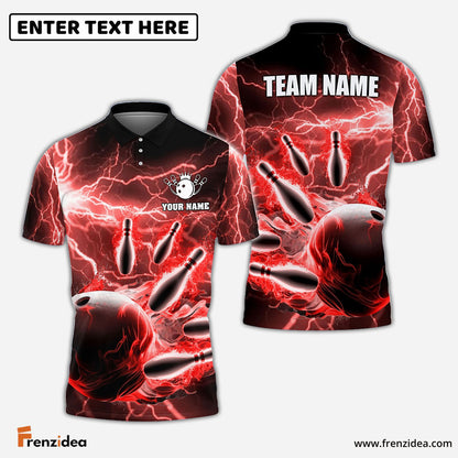 Frenzidea Personalized Name and Team Name Thunder Color Bowling Player Multicolor 3D Shirt