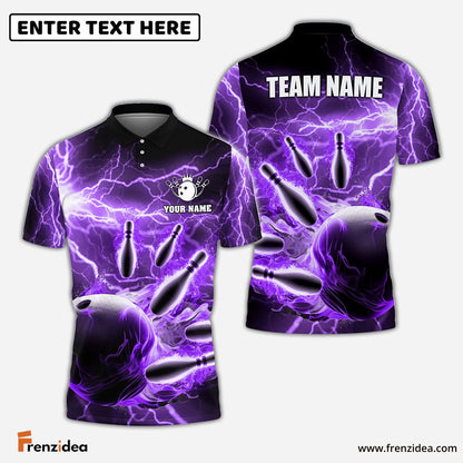 Frenzidea Personalized Name and Team Name Thunder Color Bowling Player Multicolor 3D Shirt