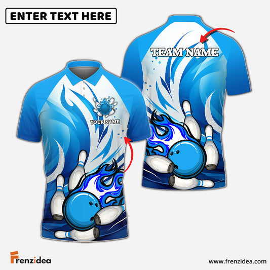 Frenzidea Bowling And Pins Animated Fire Customized Name 3D Shirt ( 5 Colors)