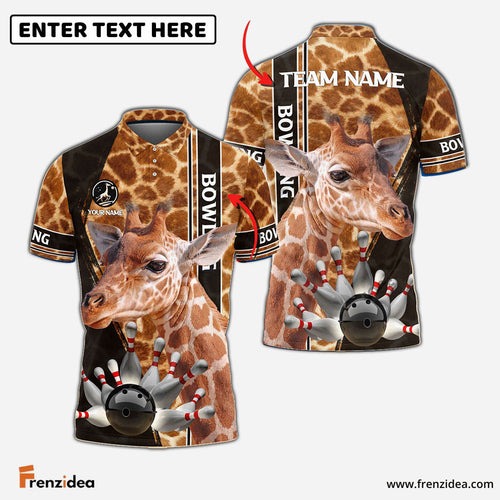 Frenzidea Bowling Giraffe Customized Name, Team Name 3D Shirt