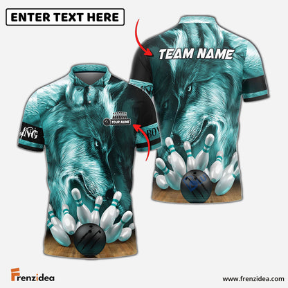 Frenzidea Bowling And Pins Alpha Wolf Customized Name 3D Shirt (4 Colors)