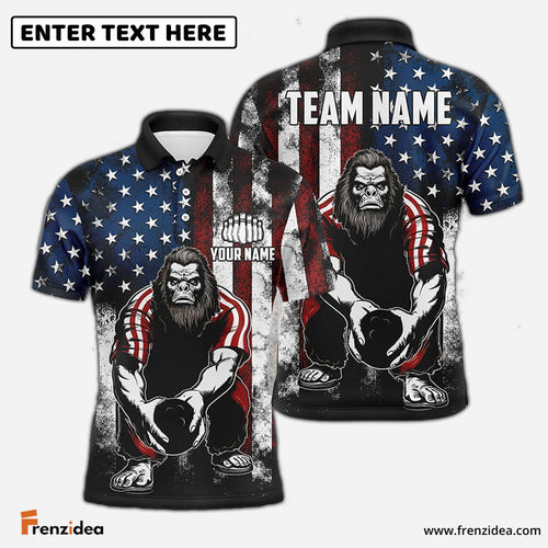 Frenzidea Bowling And Pins American Flag Bigfoot Customized Name, Team Name 3D Shirt