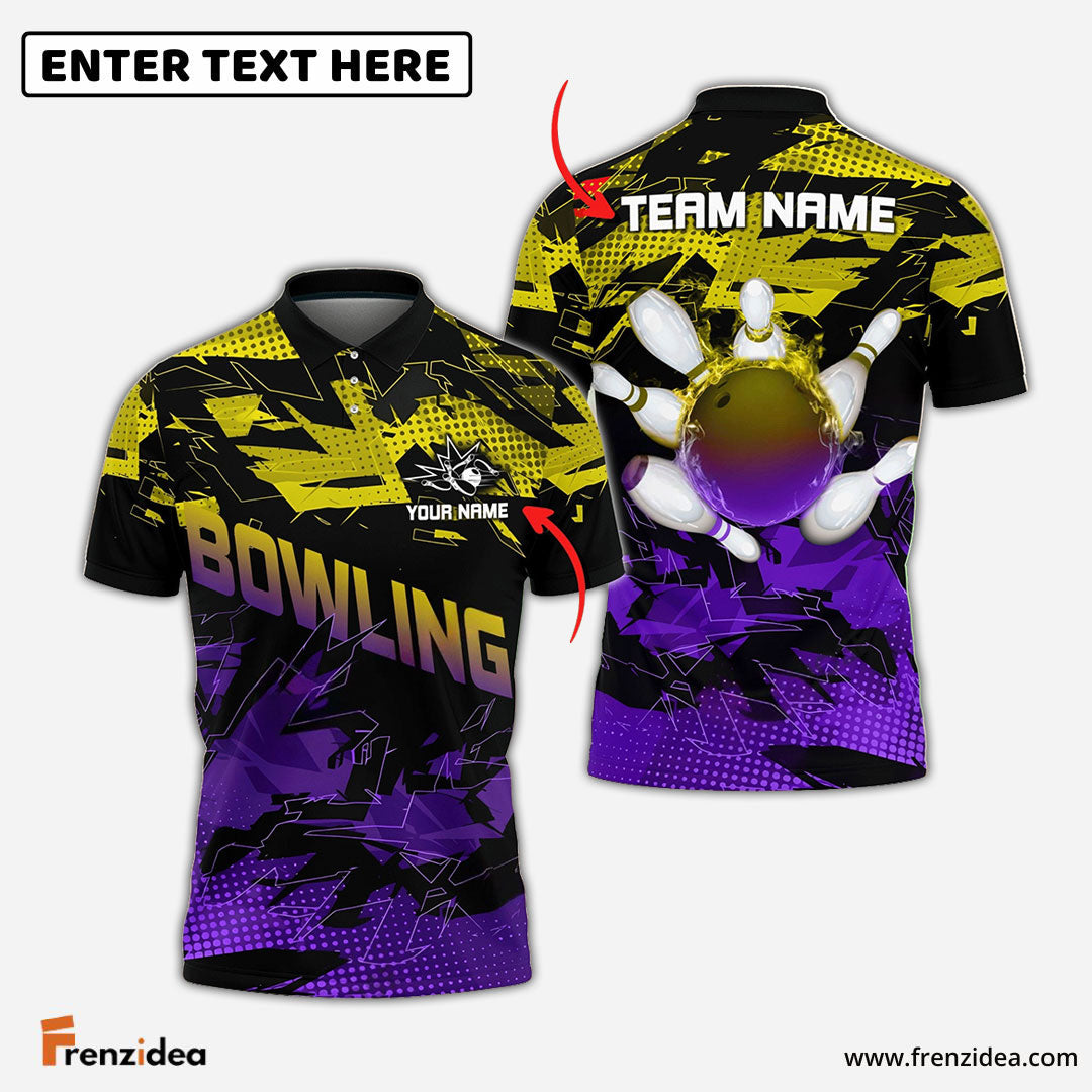 Frenzidea Bowling And Pins Halfway Round Of The World Customized Name 3D Shirt (4 Colors)