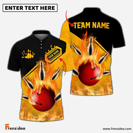 Frenzidea Bowling And Pins Fire Personalized Name Team Name 3D Shirt