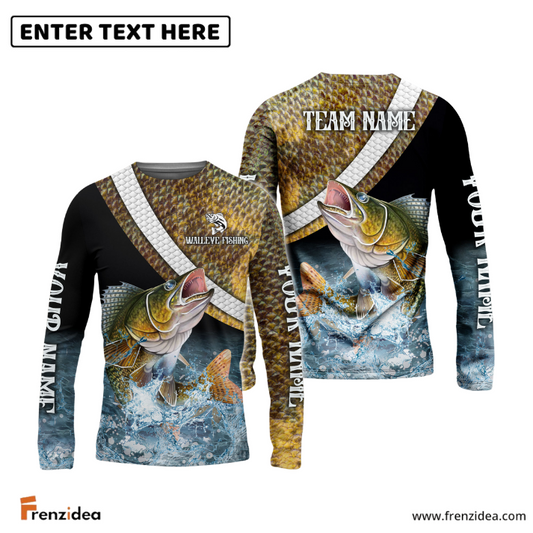 Frenzidea Walleye Fishing Skin Water Custom Name & Team Name 3D Shirts