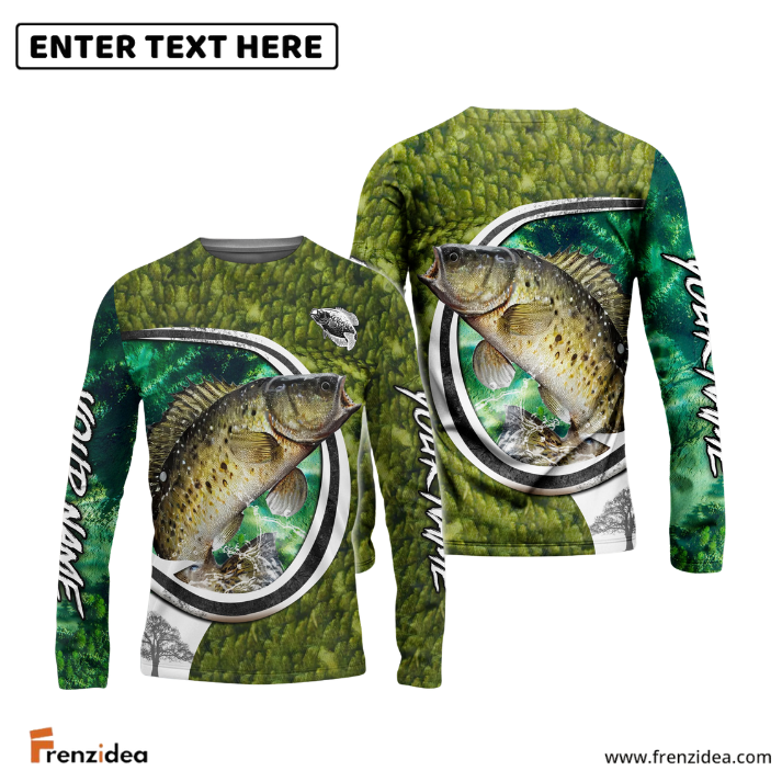 Frenzidea Crappie Fishing Hook Green Custom Long Sleeves Fishing Shirt
