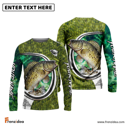 Frenzidea Crappie Fishing Hook Green Custom Long Sleeves Fishing Shirt