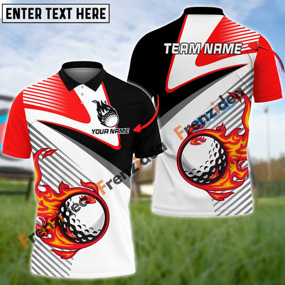Frenzidea Fire Golf Ball Line Pattern Customized Name, Team Name 3D Shirts (4 Colors)