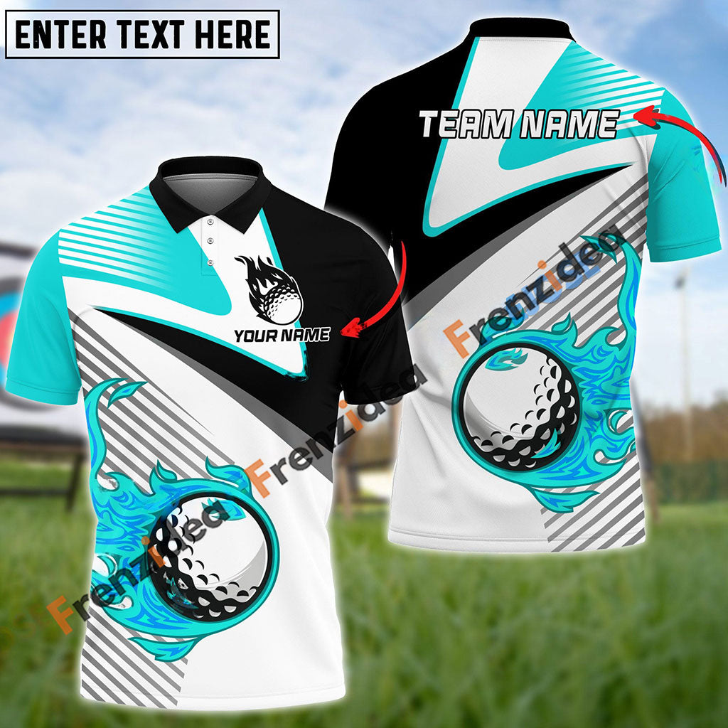 Frenzidea Fire Golf Ball Line Pattern Customized Name, Team Name 3D Shirts (4 Colors)