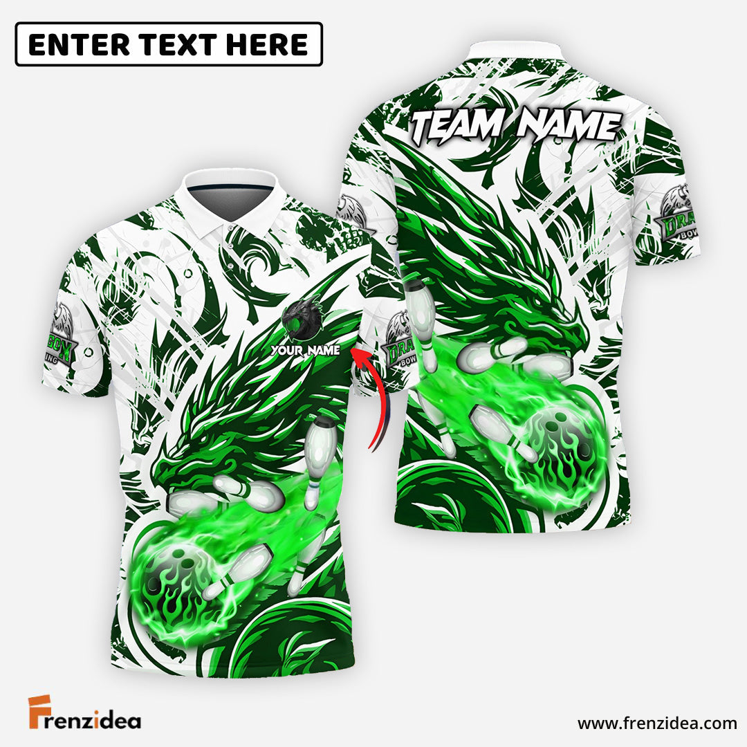 Frenzidea Bowling And Pins Blasting Dragon Customized Name 3D Shirt ( 6 Colors)