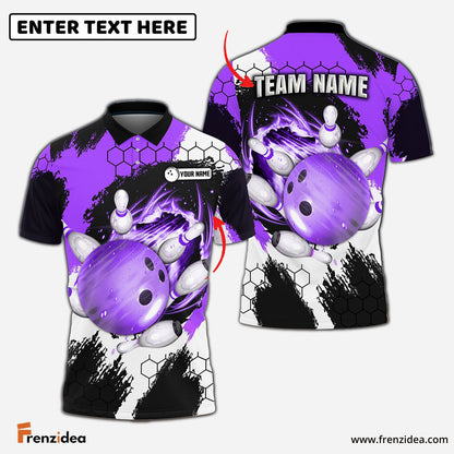 Frenzidea Bowling and Pins Colorful Break Personalized Name Team Name 3D Shirt (4 Colors)