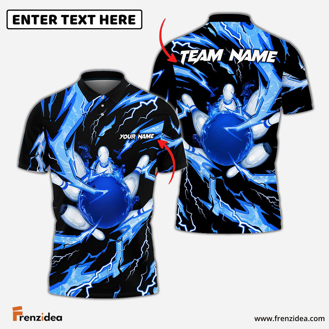 Frenzidea Bowling And Pins Super Thunder Aura Customized Name 3D Shirt (4 Colors)