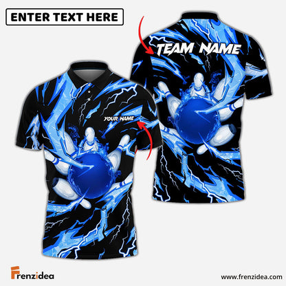 Frenzidea Bowling And Pins Super Thunder Aura Customized Name 3D Shirt (4 Colors)