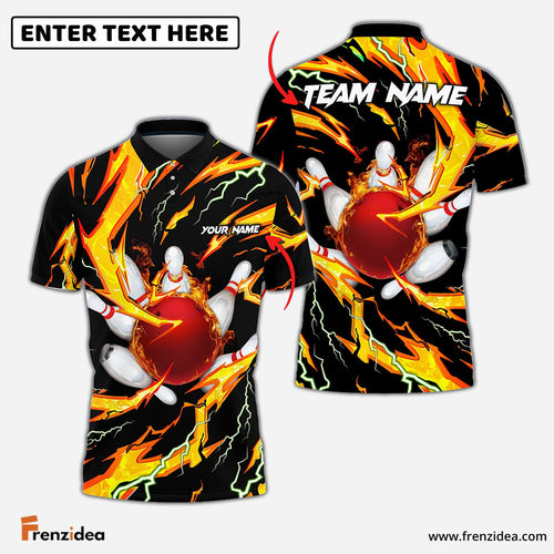 Frenzidea Bowling And Pins Super Thunder Aura Customized Name 3D Shirt (4 Colors)