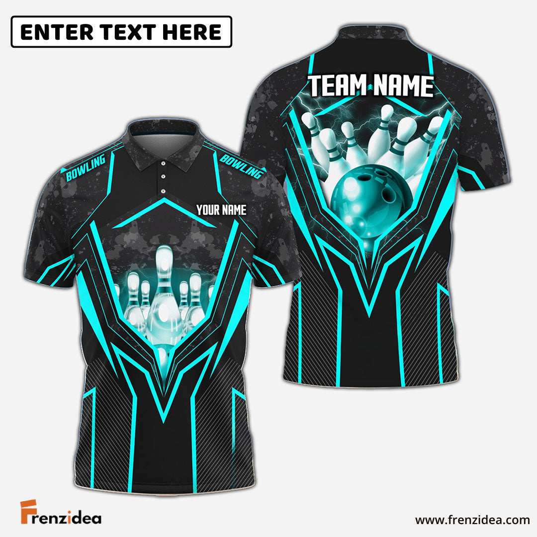 Frenzidea Super Thunder Bowling And Pins Break Multicolor Customized Name 3D Shirt
