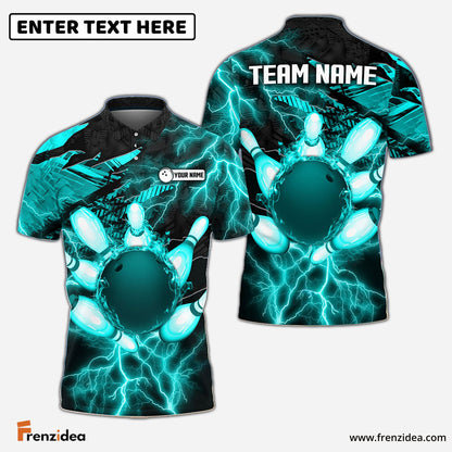 Frenzidea Thunder Power Bowling And Pins Personalized Name Team Name 3D Shirt