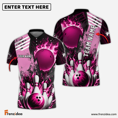 Frenzidea Bowling And Pins Solar Heat Customized Name 3D Shirt ( 6 Colors)