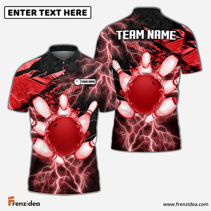 Frenzidea Thunder Power Bowling And Pins Personalized Name Team Name 3D Shirt