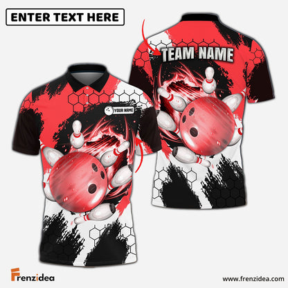 Frenzidea Bowling and Pins Colorful Break Personalized Name Team Name 3D Shirt (4 Colors)