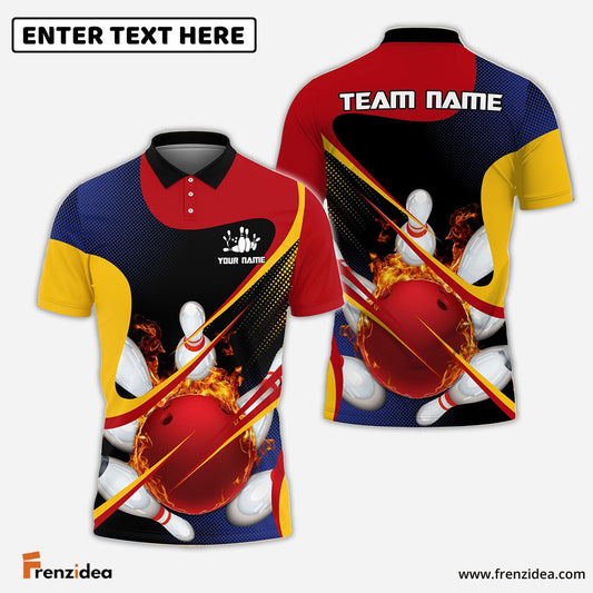 Frenzidea Bowling And Pins Strong Wind Pattern Pattern Customized Name 3D Shirt