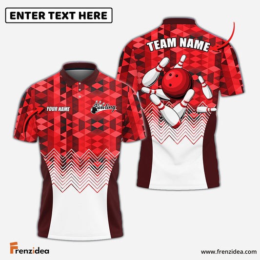 Frenzidea Bowling And Pins Diamond Pattern Customized Name 3D Shirt (4 Colors)