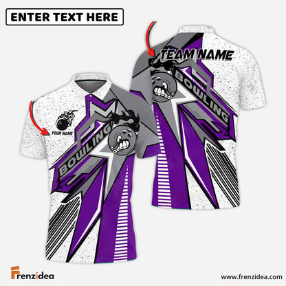 Frenzidea Bowling And Pins Mystical Moon Customized Name 3D Shirt ( 5 Colors)