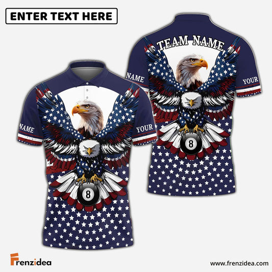 Frenzidea Billiards Ball 8 & 9 American Eagle USA Flag Personalized Name Shirt (Ball 8 & Ball 9)