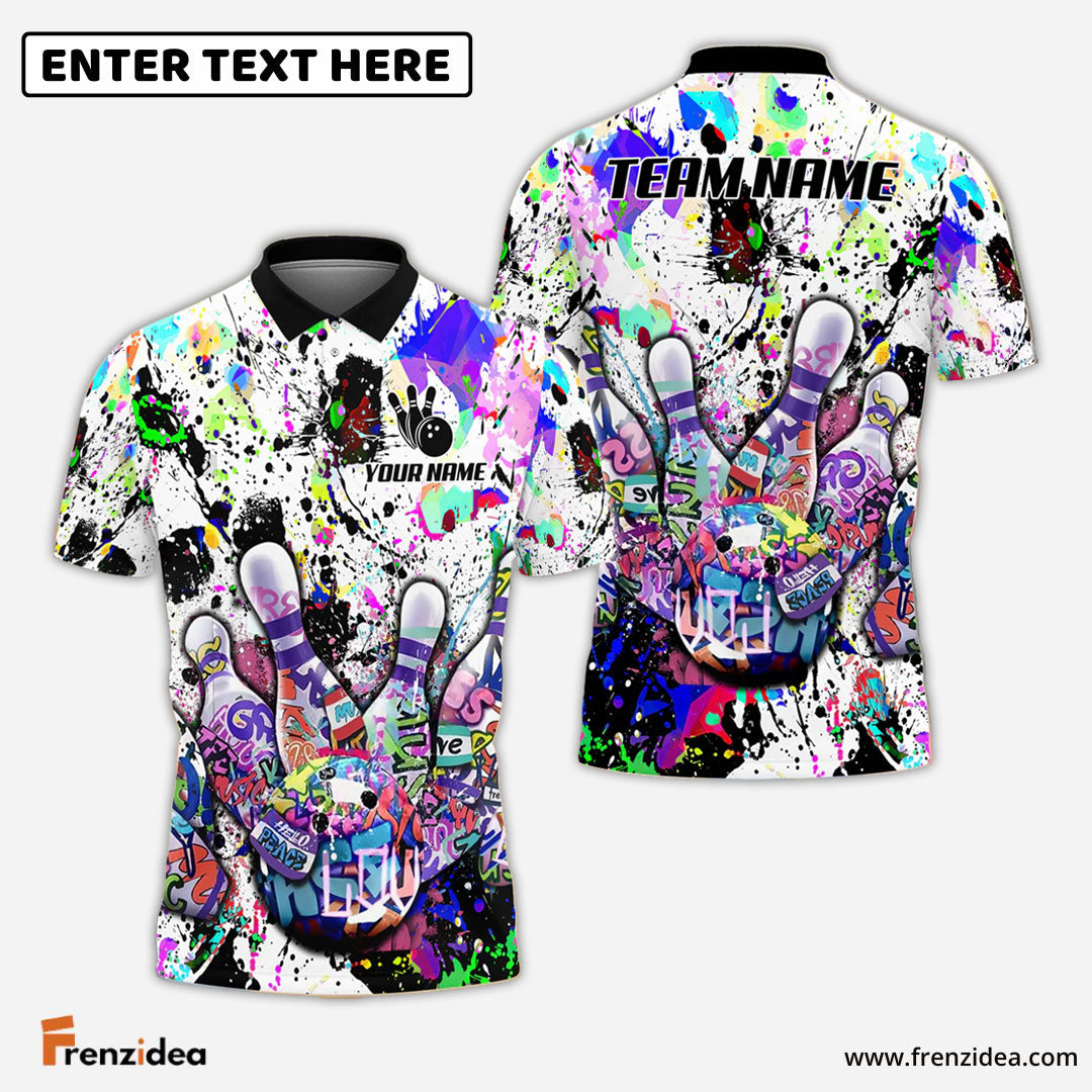 Frenzidea Bowling White Graffiti Splash Paint Personalized Shirt (2 Colors)