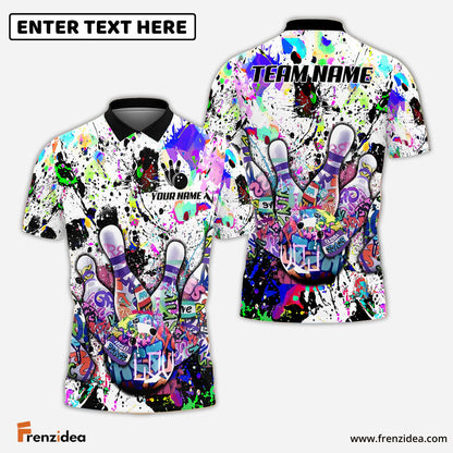 Frenzidea Bowling White Graffiti Splash Paint Personalized Shirt (2 Colors)