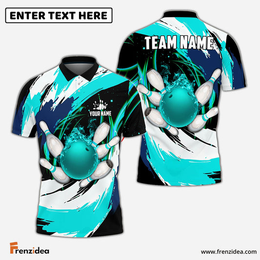 Frenzidea Bowling Color Wave Customized Name, Team Name 3D Shirt (4 Colors)